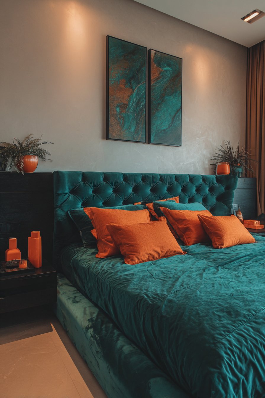 Contemporary Emerald Velvet Drama