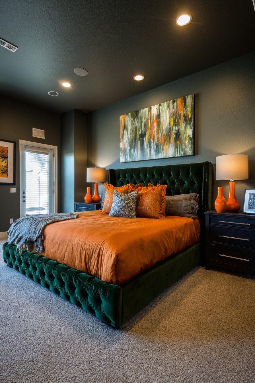 Contemporary Emerald Velvet Drama