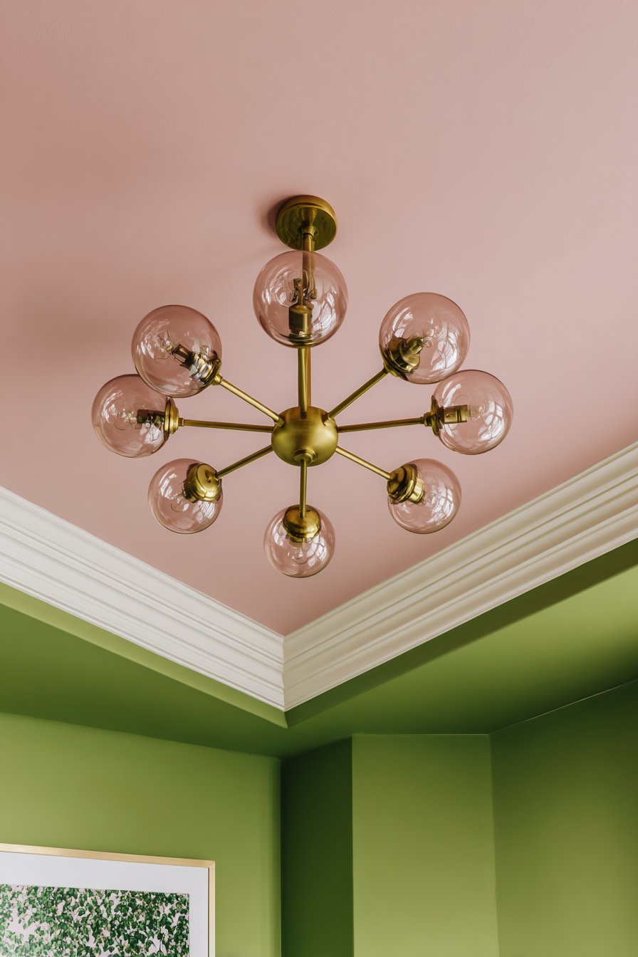 Blush Pink Ceiling with Sage Green Walls