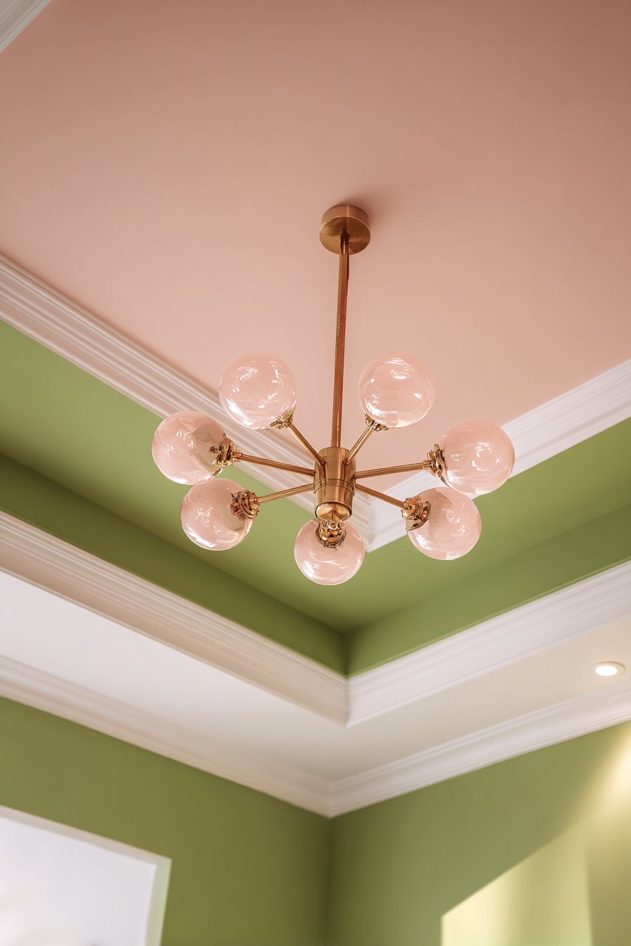 Blush Pink Ceiling with Sage Green Walls