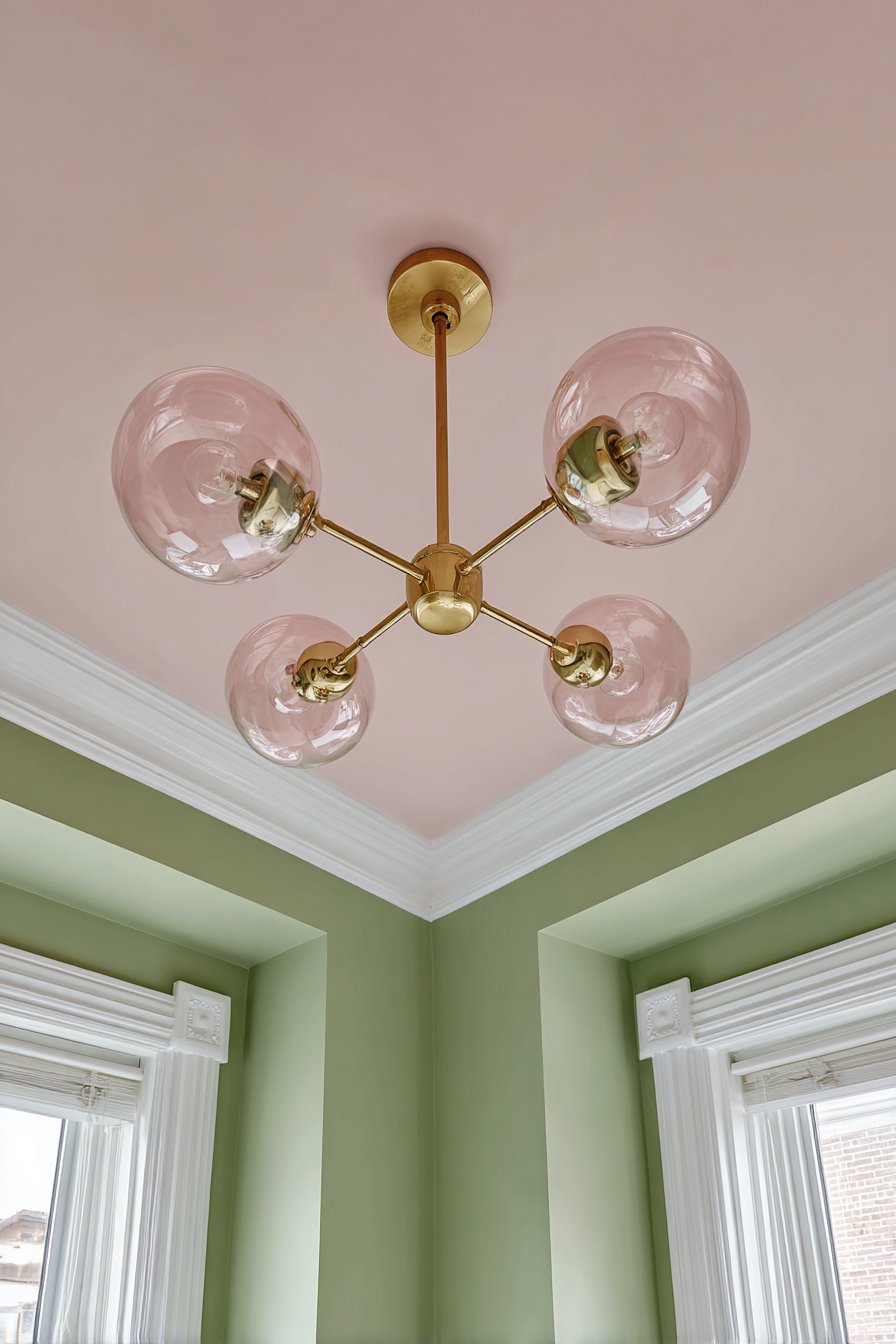 Blush Pink Ceiling with Sage Green Walls