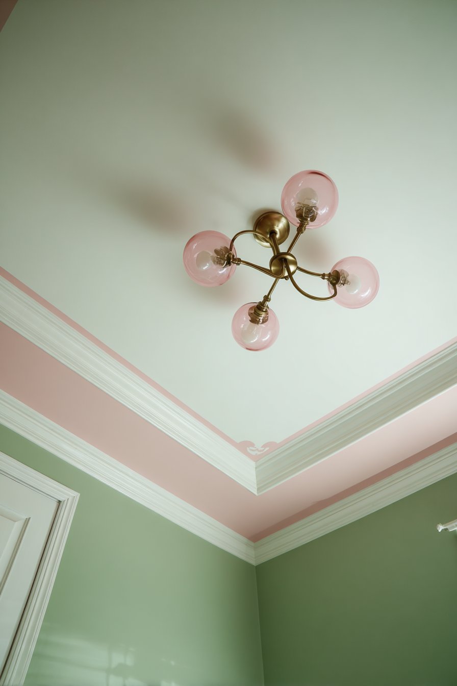 Blush Pink Ceiling with Sage Green Walls