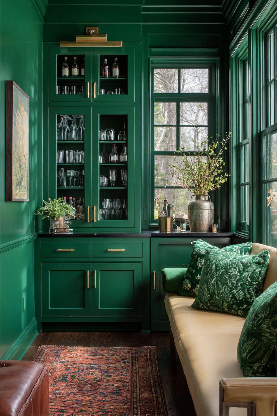 Hunter Green Cabinetry Sophistication