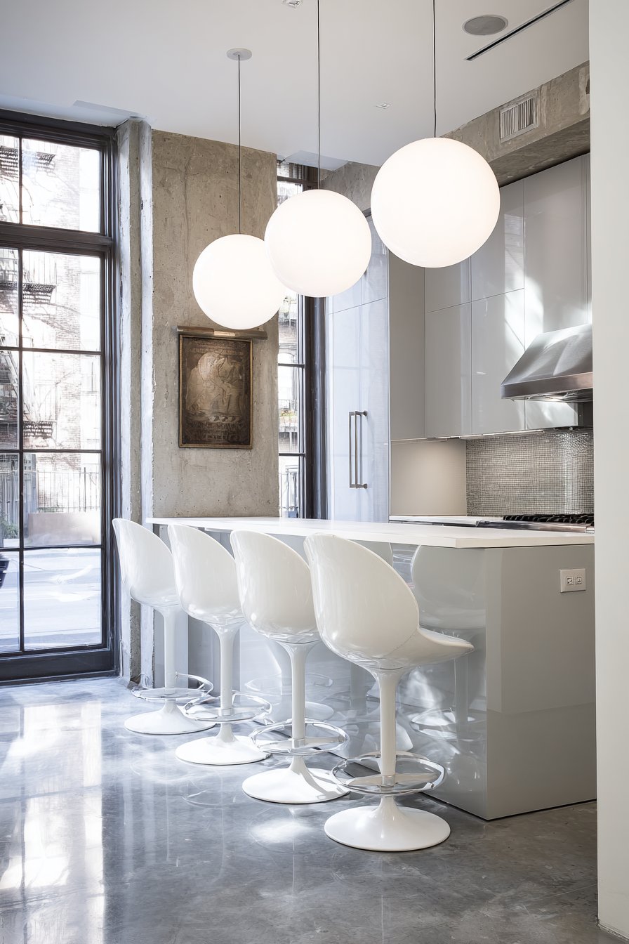 Contemporary High-Gloss Grey and White Kitchen