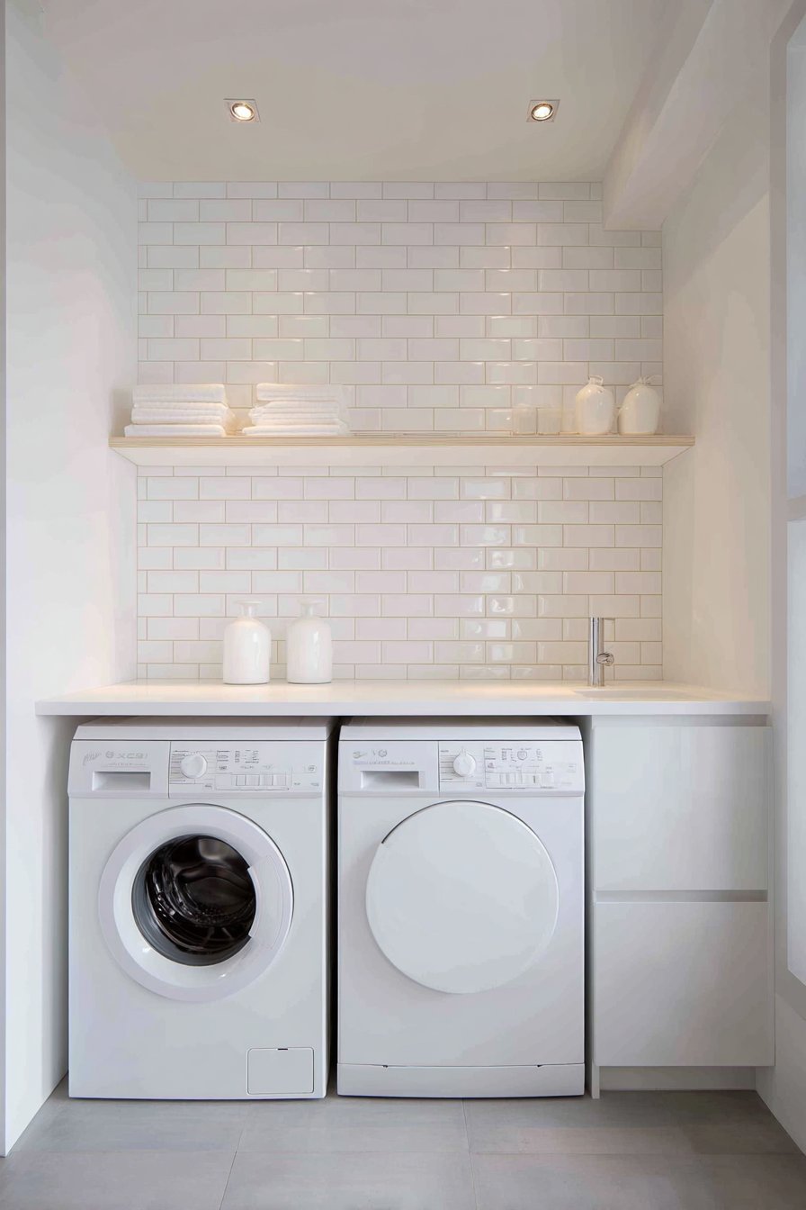 Monochromatic White with Glossy Subway Tiles