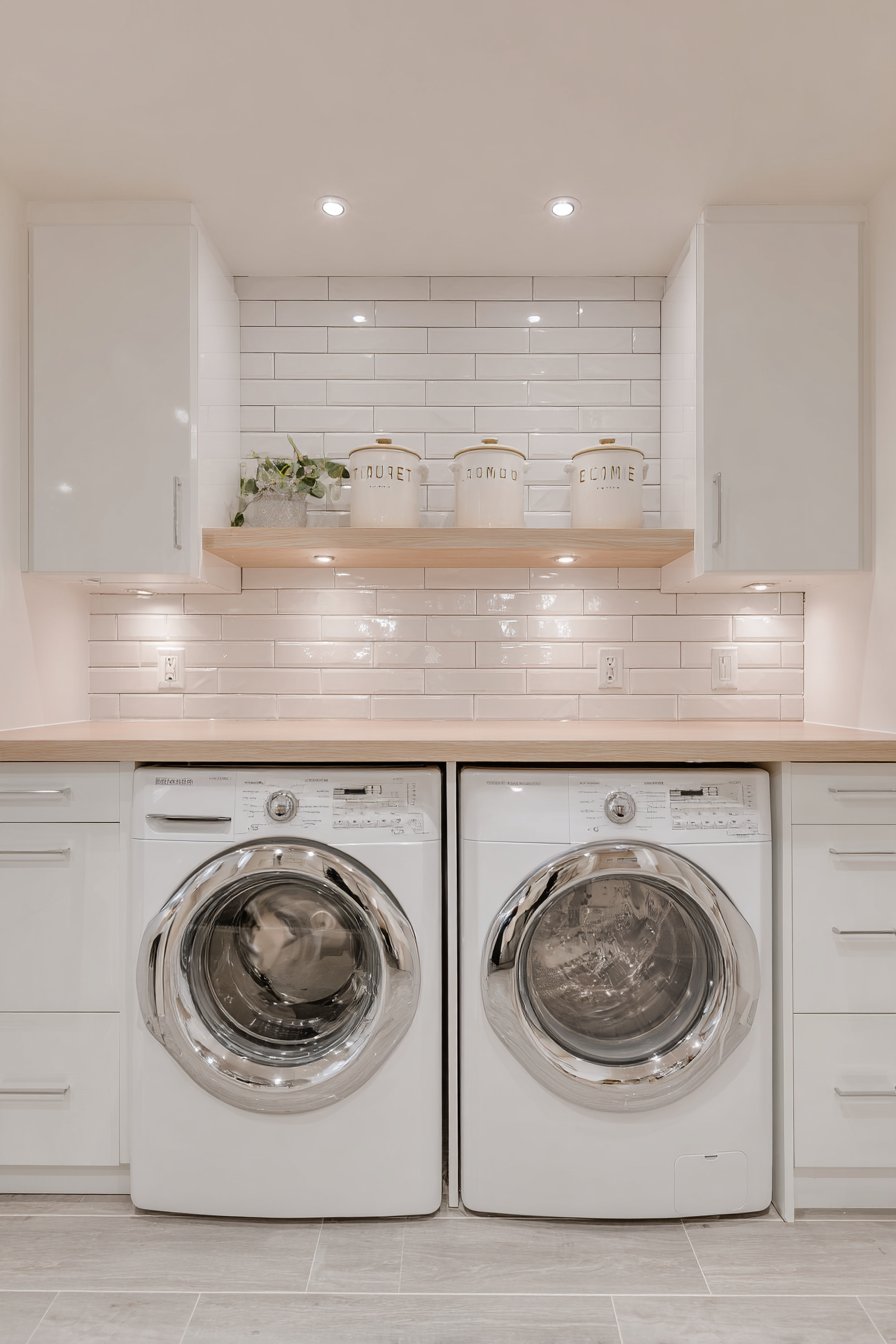 Monochromatic White with Glossy Subway Tiles
