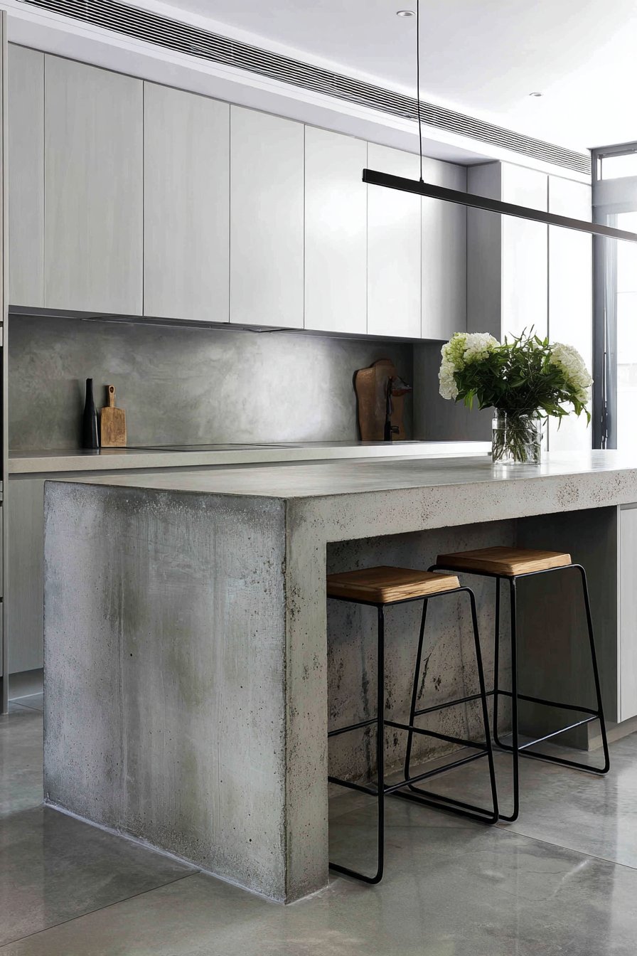 Central Concrete Island with Industrial Elements