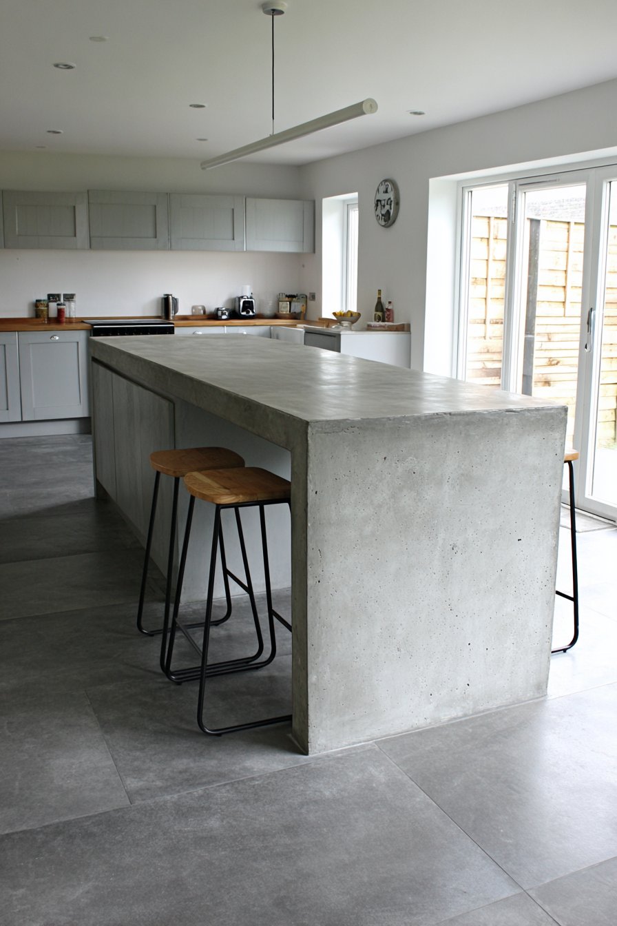 Central Concrete Island with Industrial Elements