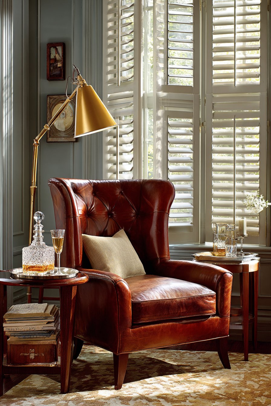 Burgundy Leather Reading Nook