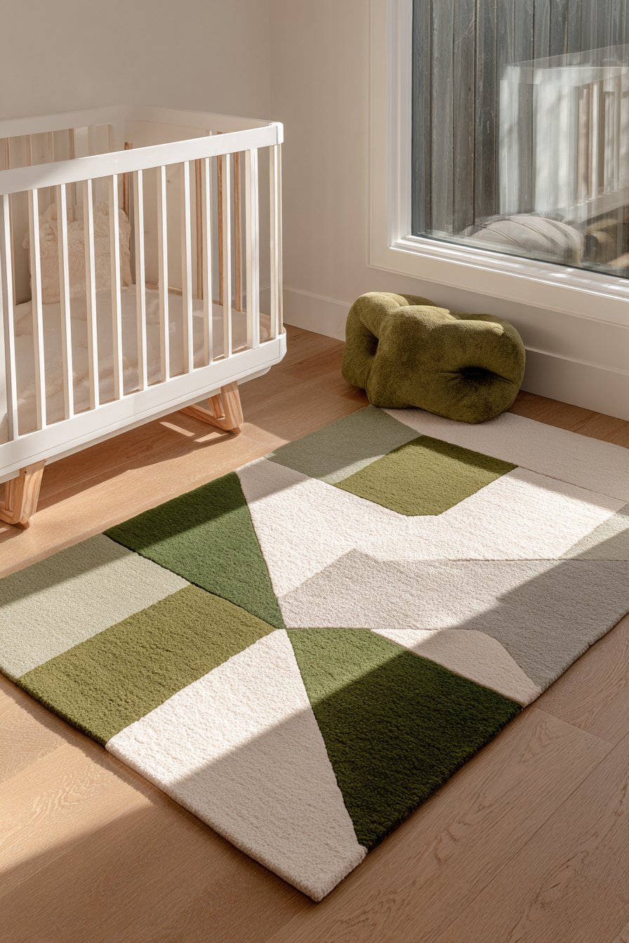 Geometric Area Rug as Grounding Element