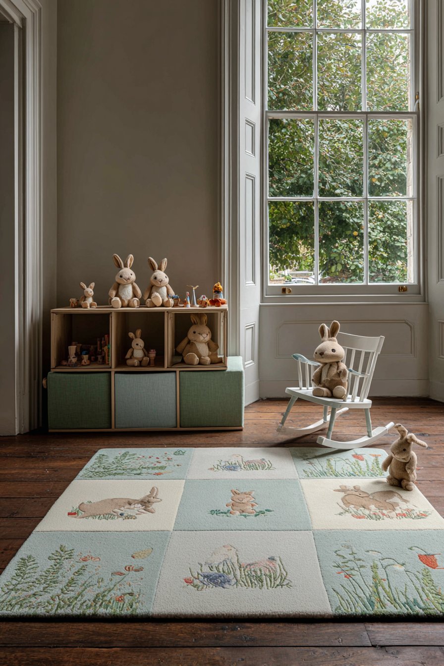 Floor Play Area with Cream Wool Rug