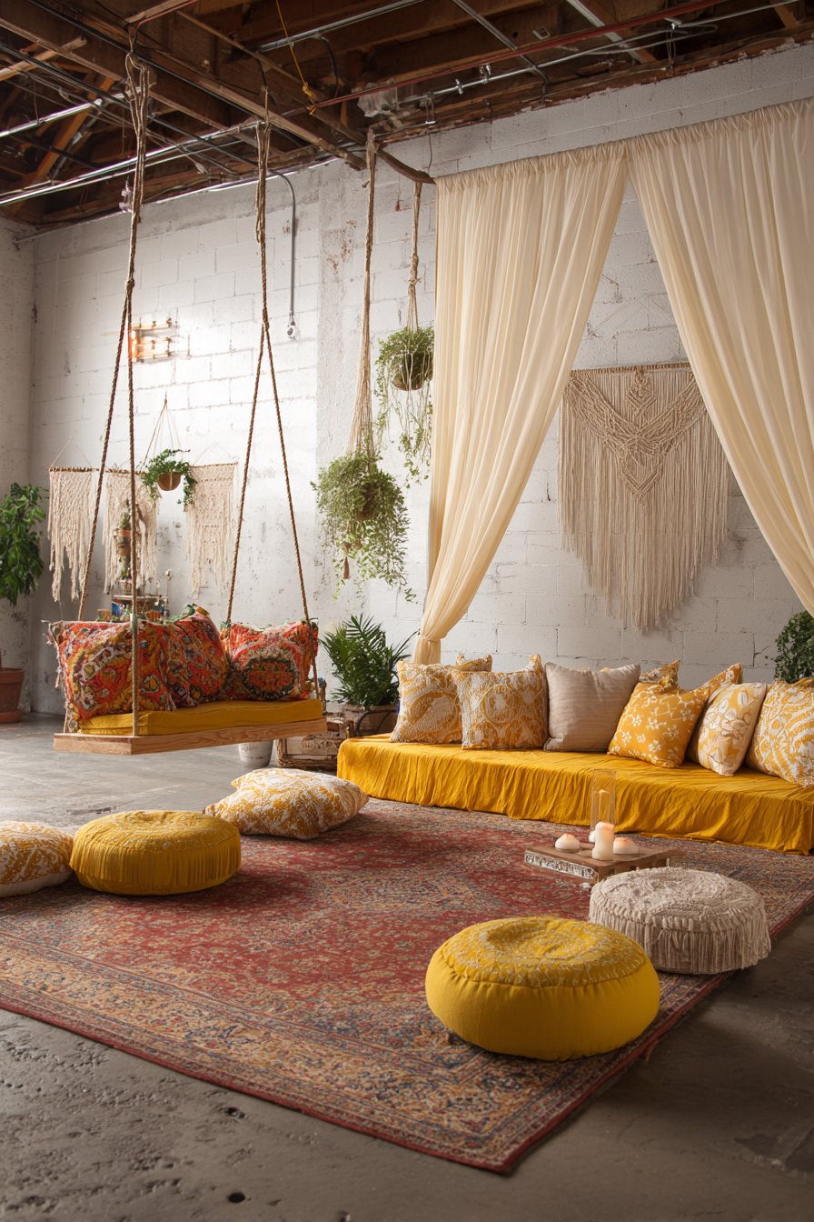 Indoor Swing Seat with Bohemian Flair