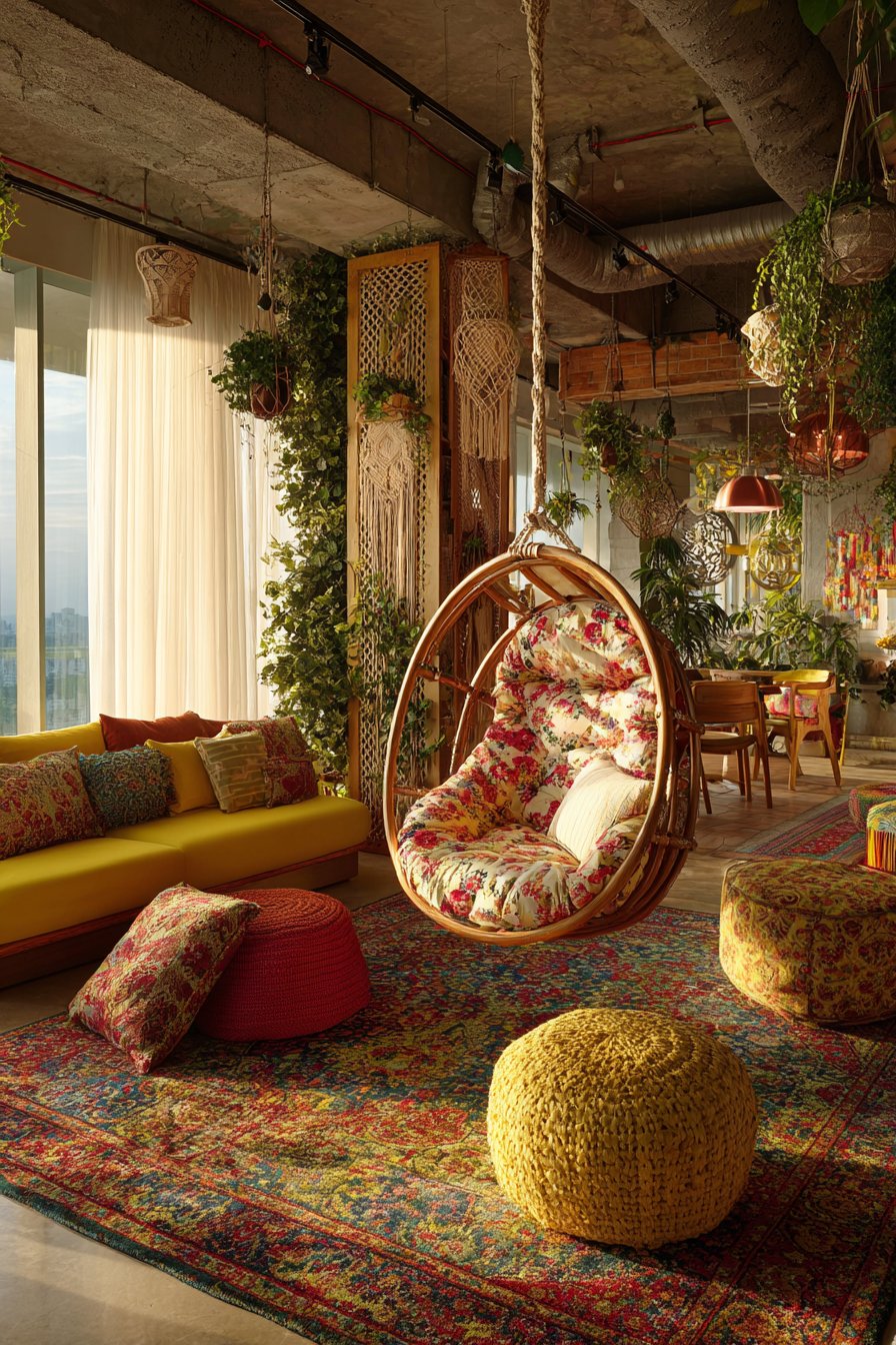 Indoor Swing Seat with Bohemian Flair