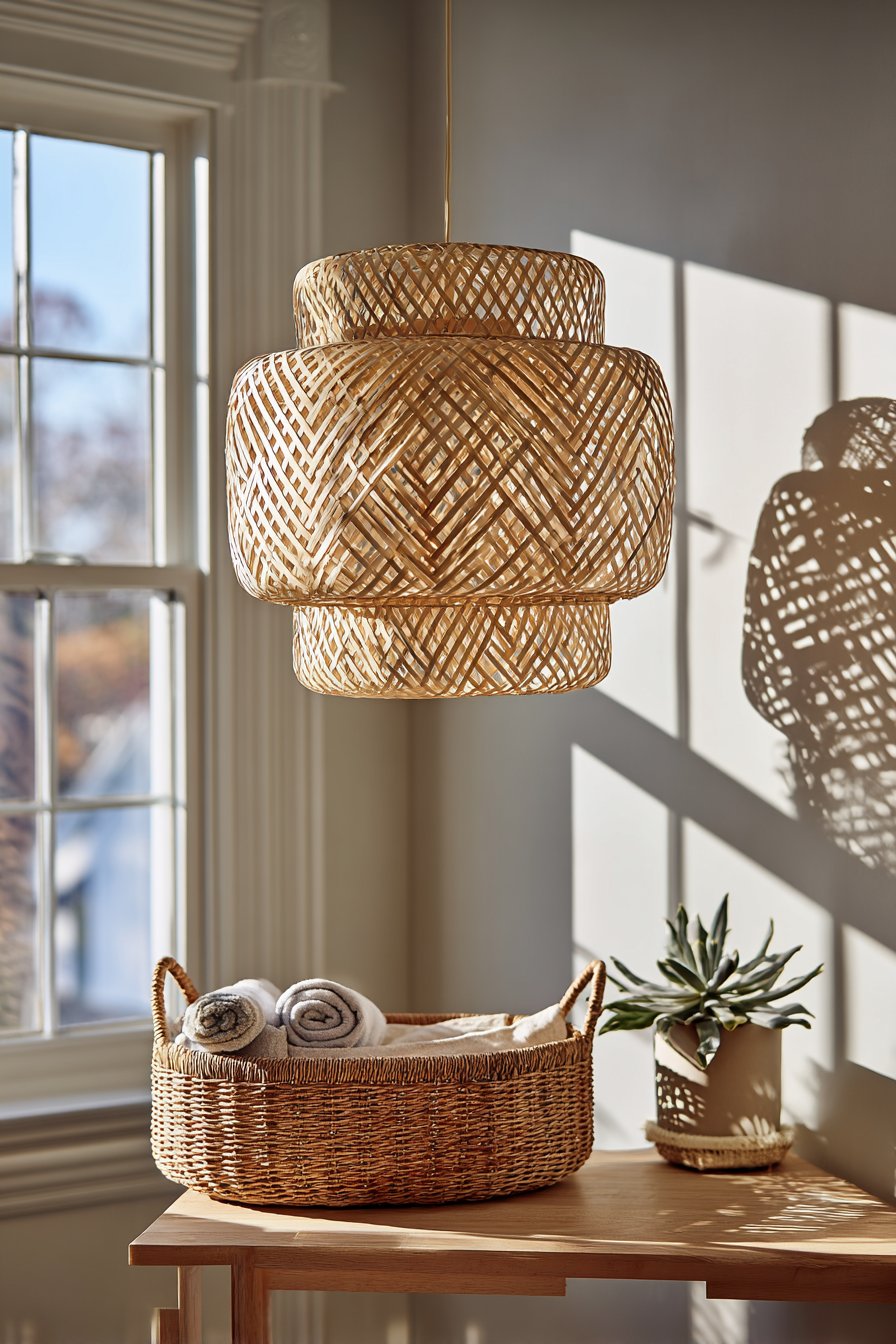 Natural Rattan Pendant Lighting Feature