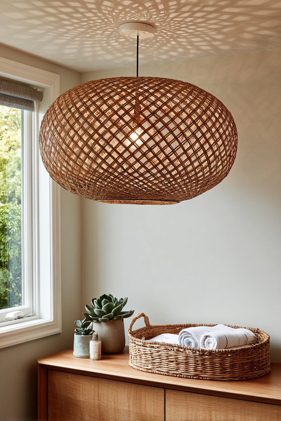 Natural Rattan Pendant Lighting Feature