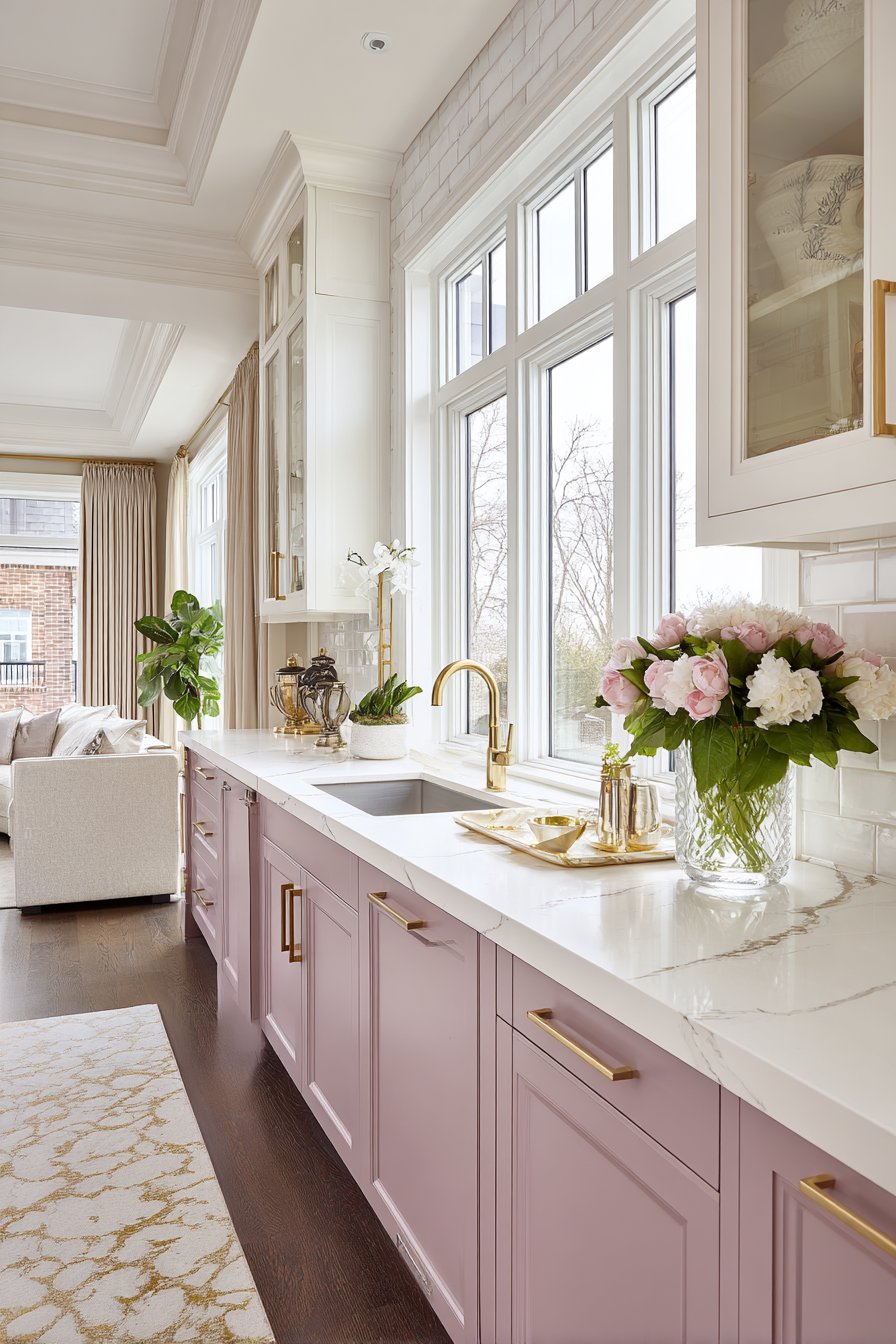 Two-Toned Blush and White Cabinet Kitchen
