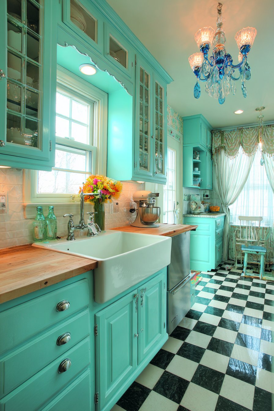 Vintage Robin's Egg Blue Retro Kitchen