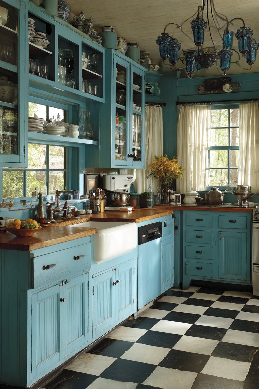 Vintage Robin's Egg Blue Retro Kitchen