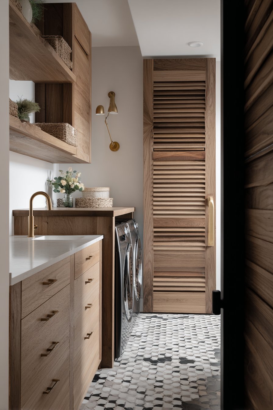 Concealed Appliances with Louvered Cabinet Doors