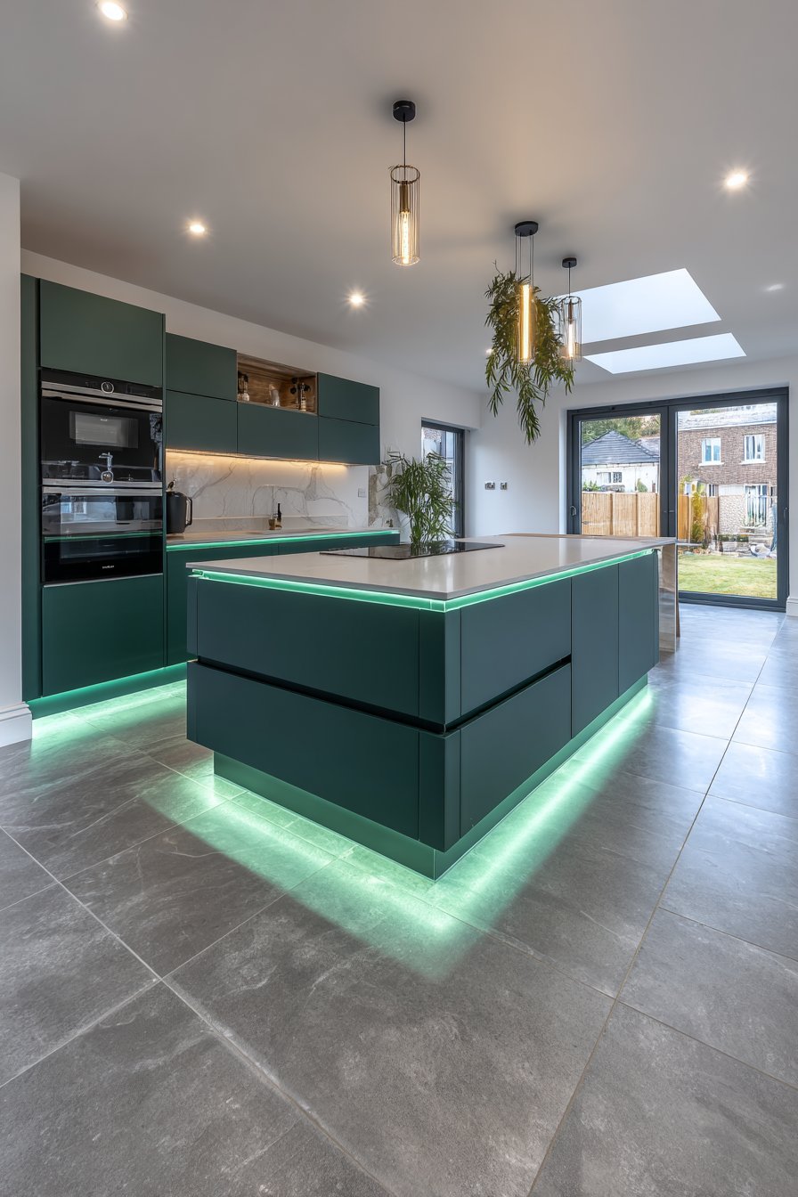 Contemporary Moss Green with LED Lighting