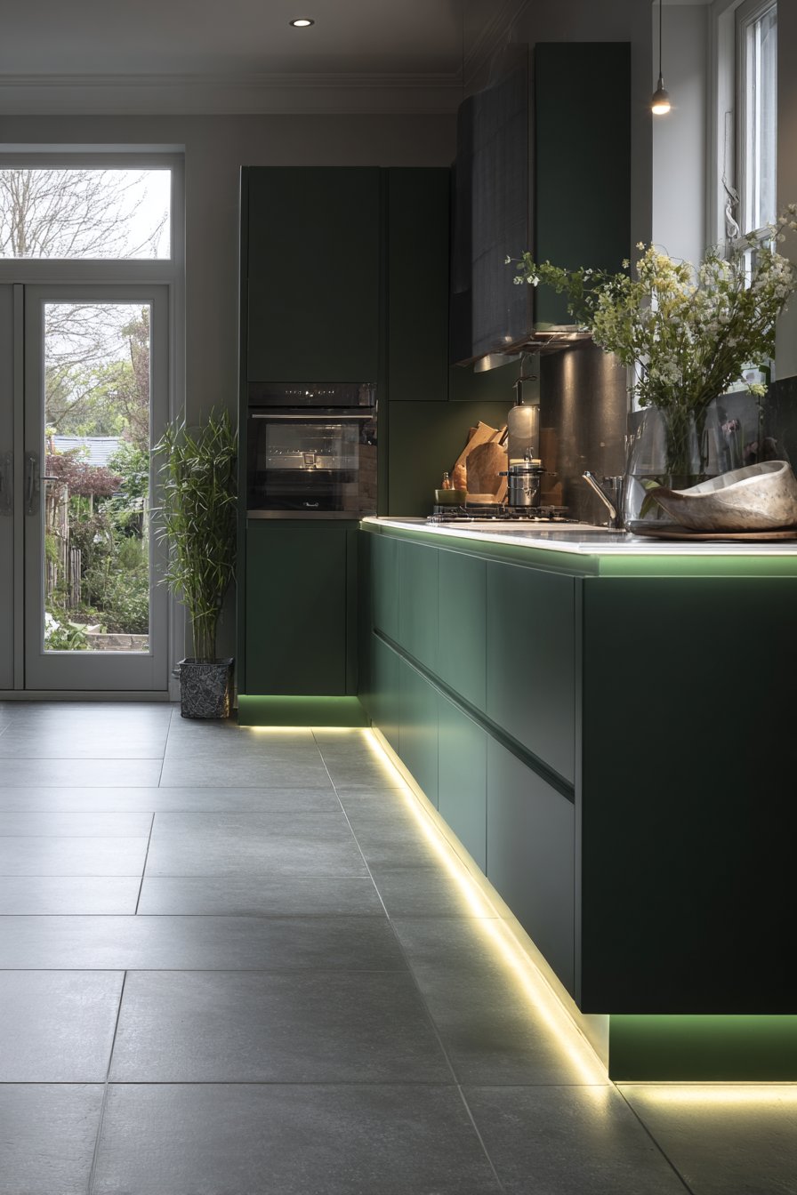 Contemporary Moss Green with LED Lighting