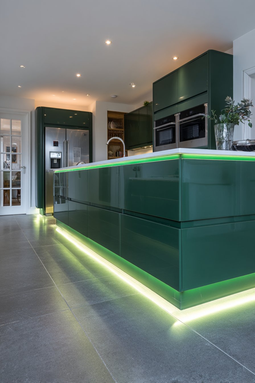 Contemporary Moss Green with LED Lighting