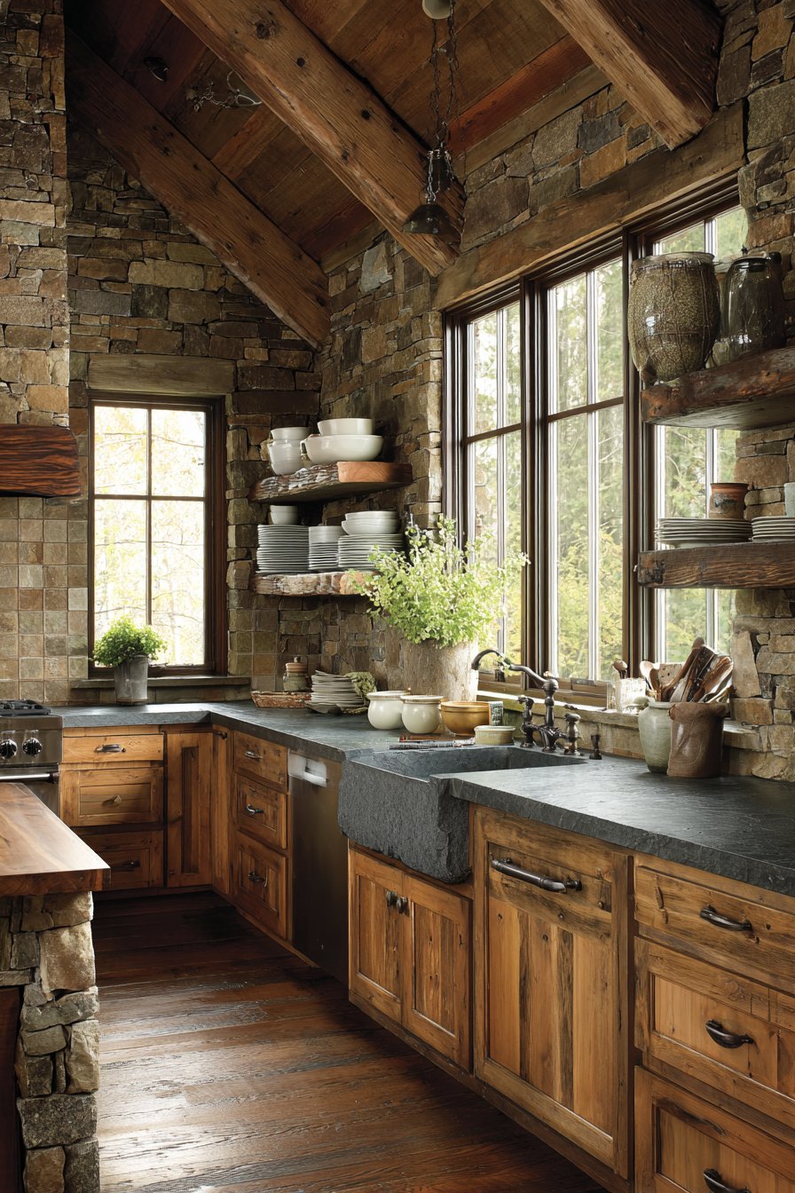 Handcrafted Soapstone Sink Feature