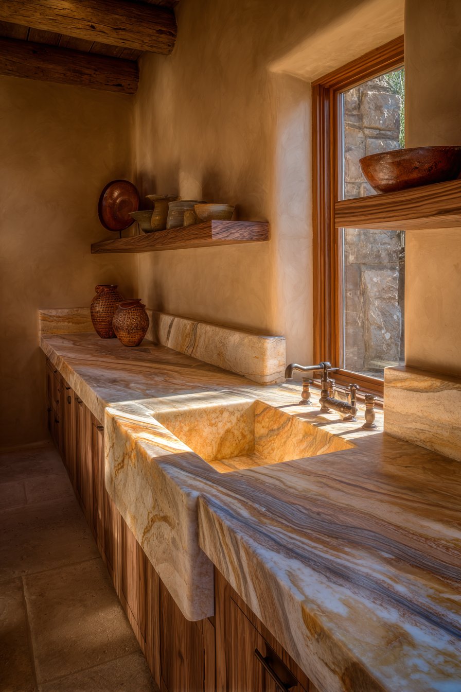 Handcrafted Soapstone Sink Feature