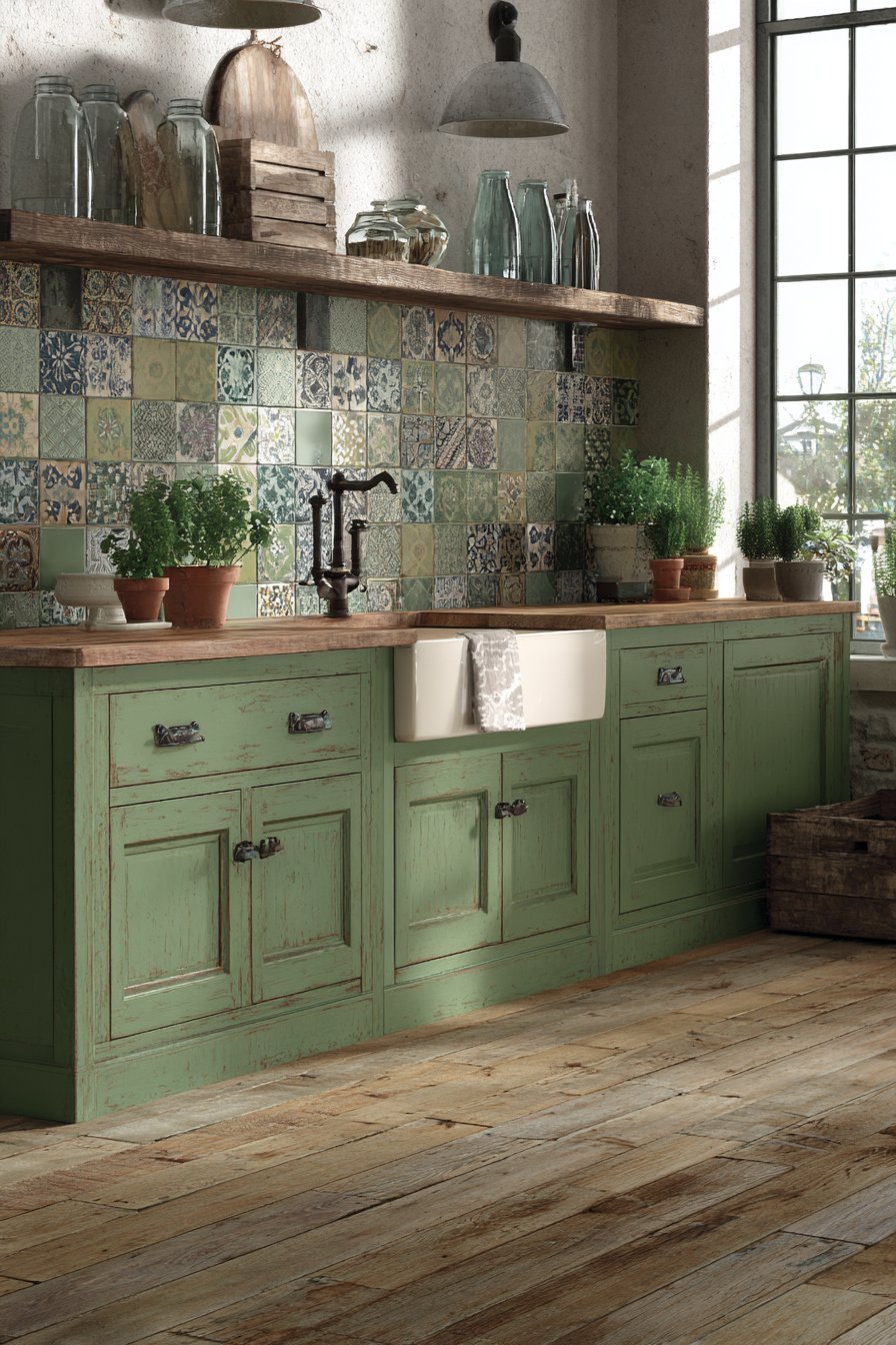 Distressed Sage Farmhouse Character
