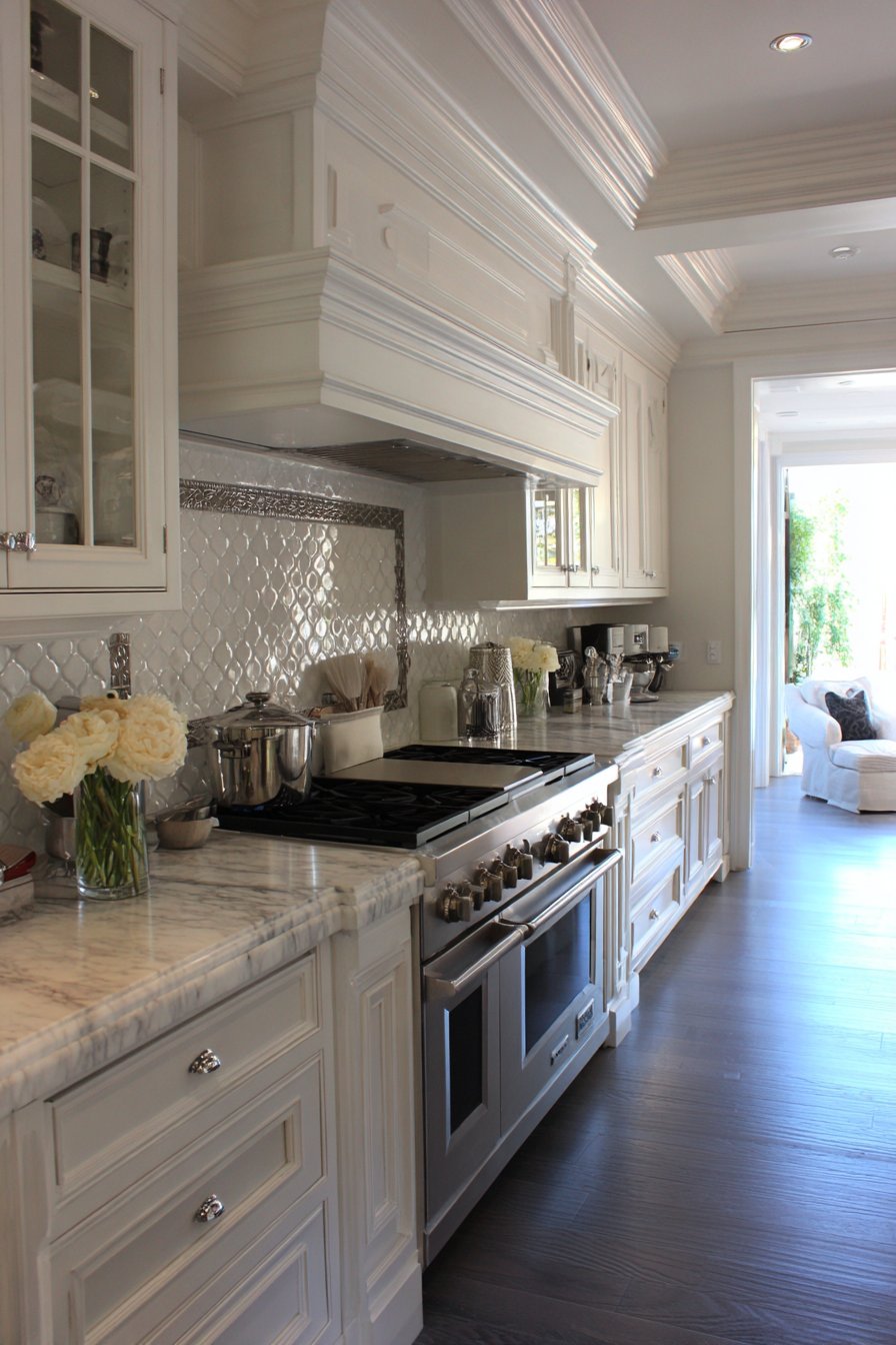 Traditional Grey and White Kitchen with Classic Details