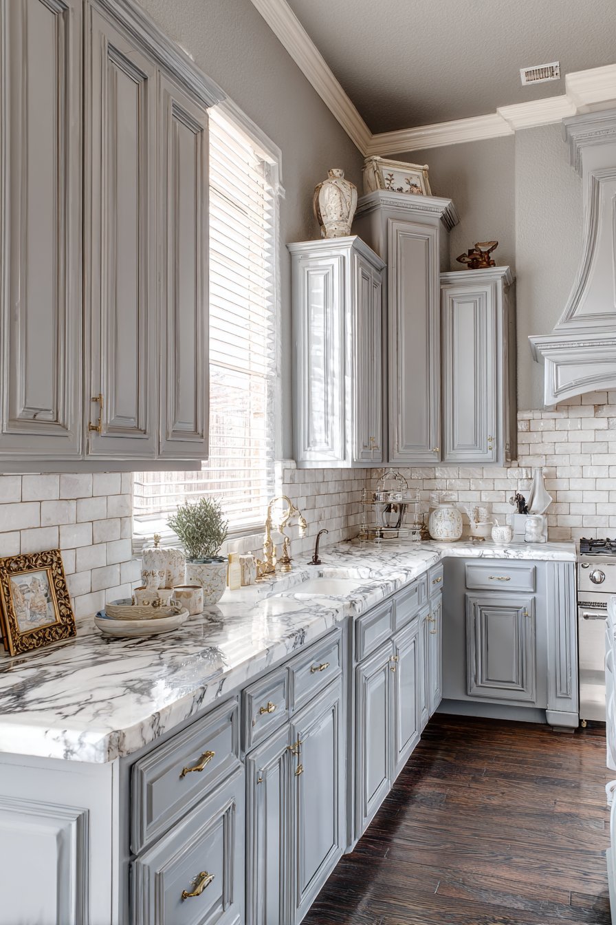 Traditional Grey and White Kitchen with Classic Details