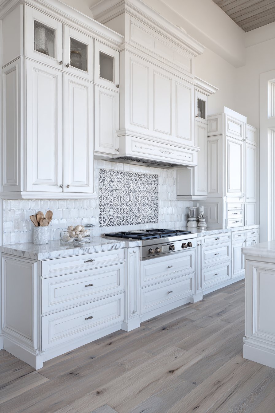 Traditional Grey and White Kitchen with Classic Details