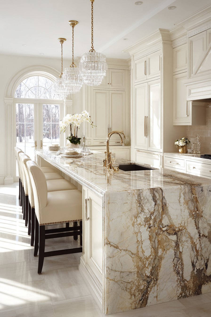 Luxurious Marble-Topped Island