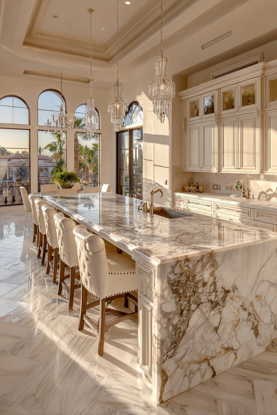 Luxurious Marble-Topped Island