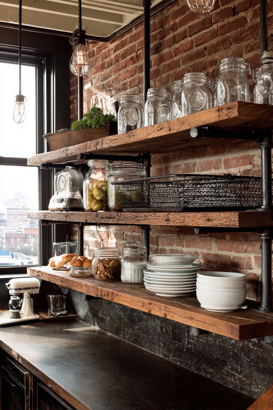 Black Steel Pipe Industrial Shelving