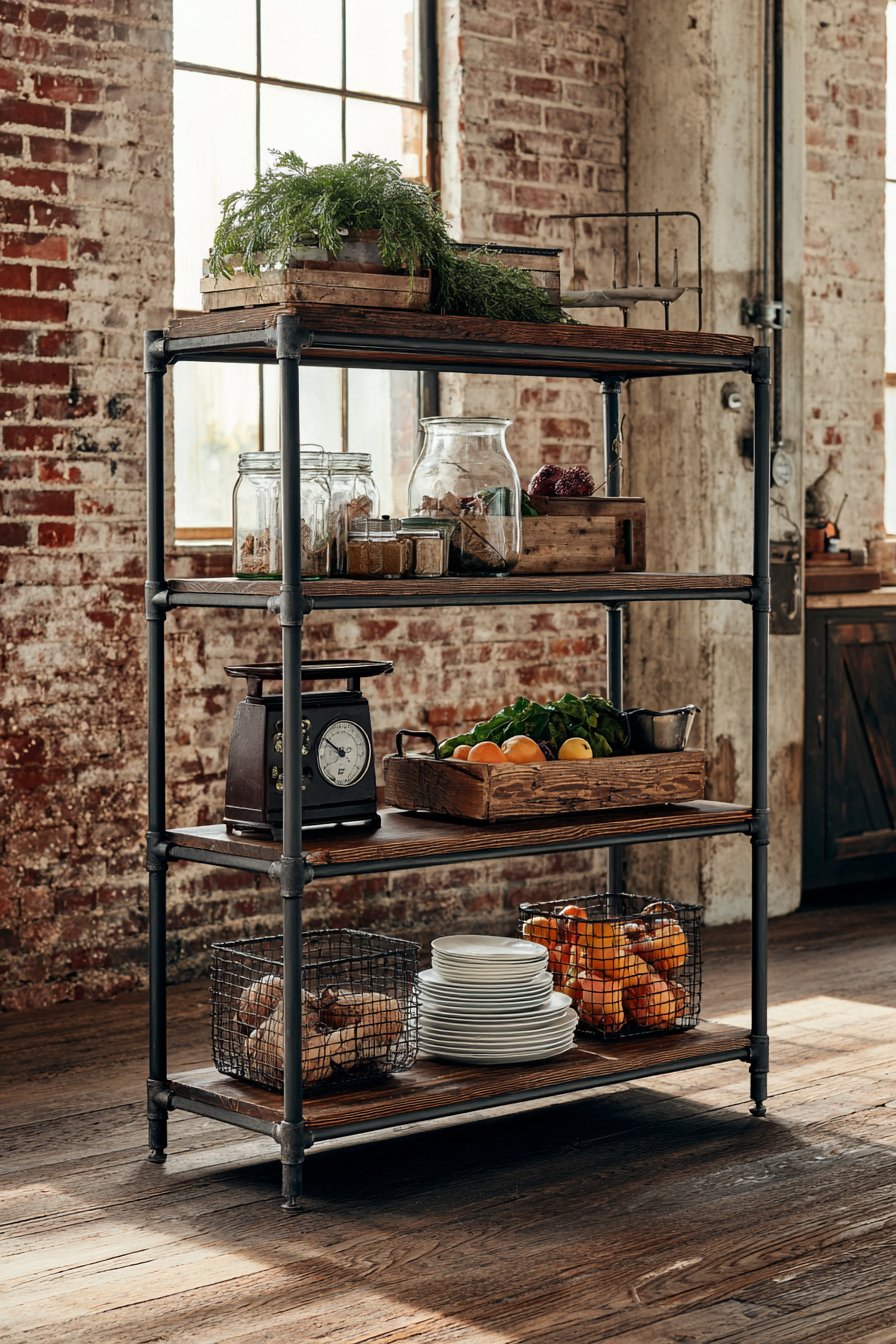 Black Steel Pipe Industrial Shelving