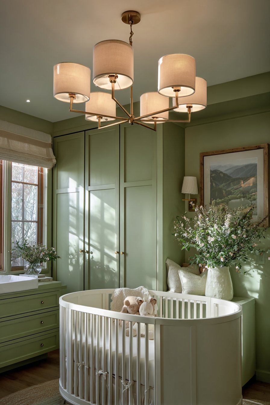 Layered Lighting with Olive Green Shades