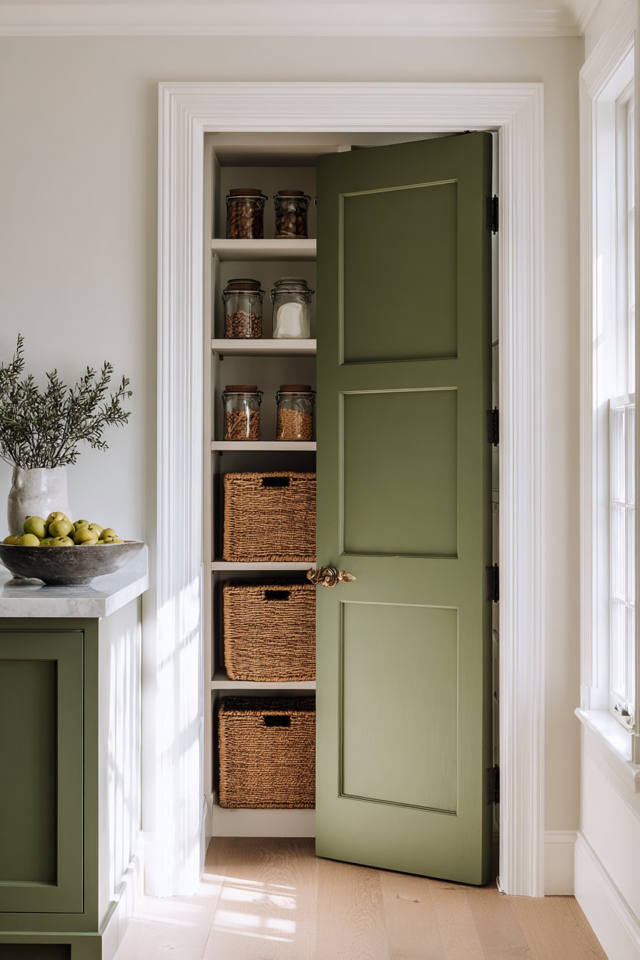 Olive Green Pantry Door Focal Point