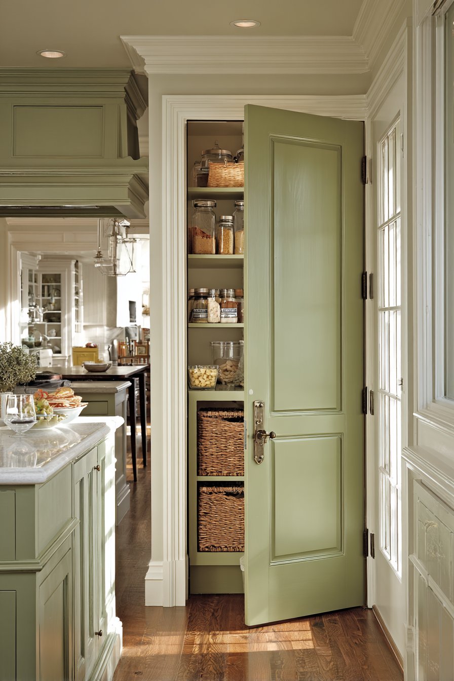 Olive Green Pantry Door Focal Point
