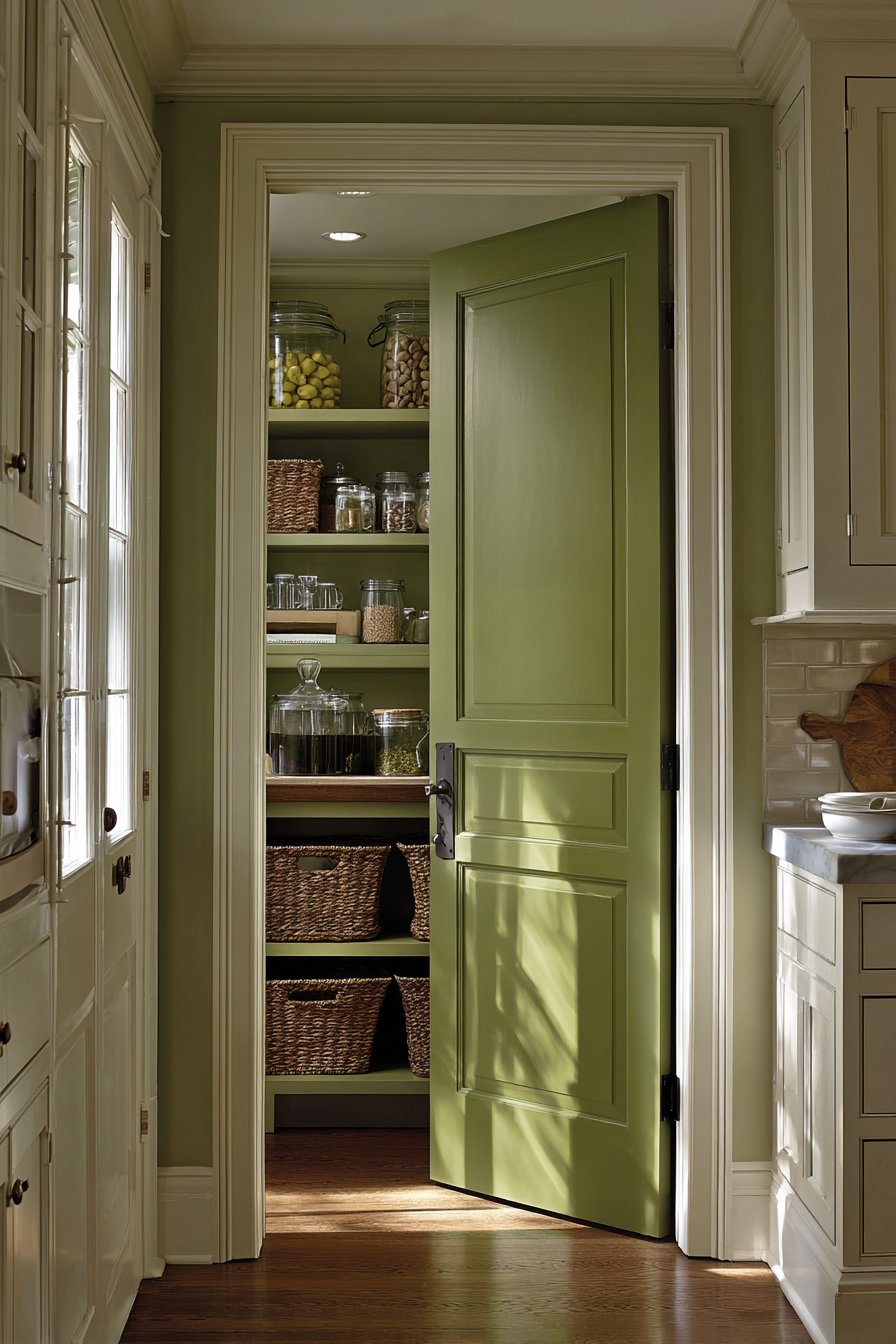 Olive Green Pantry Door Focal Point