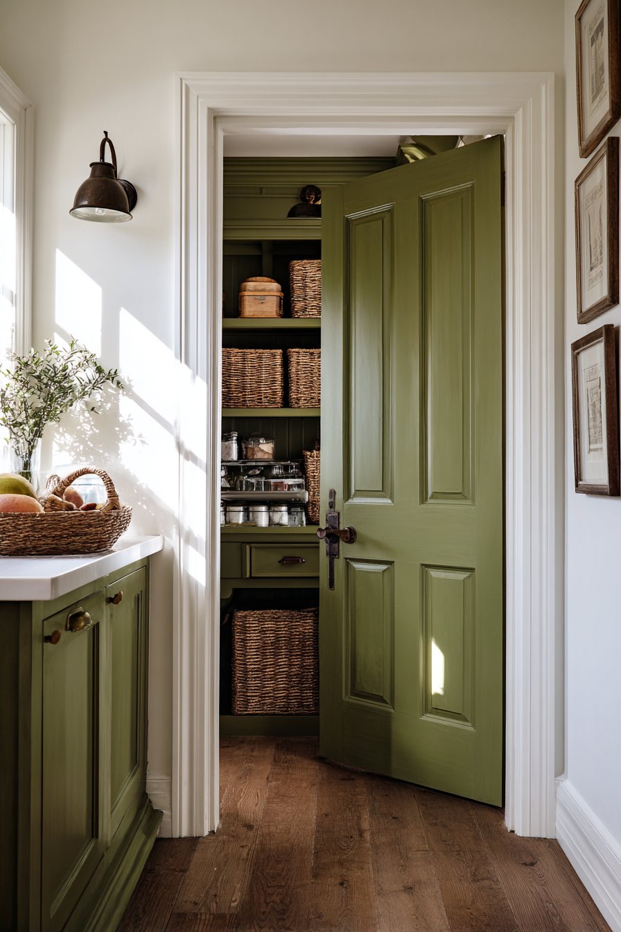 Olive Green Pantry Door Focal Point