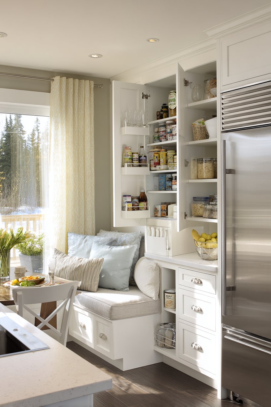 Compact Smart Storage with Banquette Seating