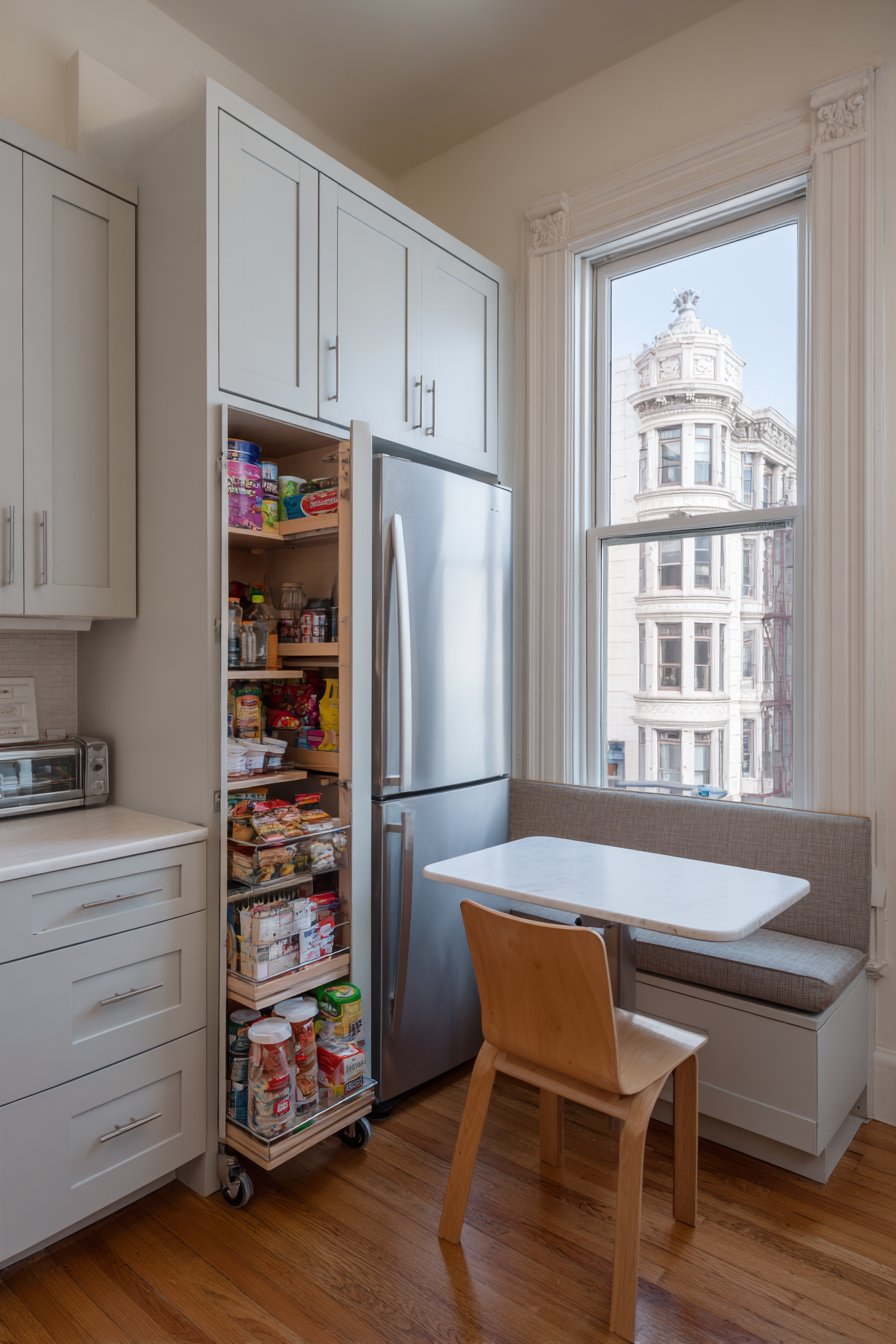 Compact Smart Storage with Banquette Seating