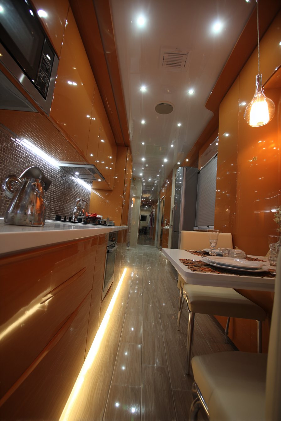 Compact Urban Orange Storage Kitchen