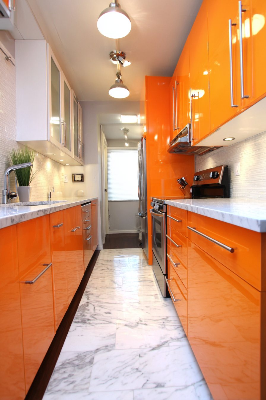 Compact Urban Orange Storage Kitchen