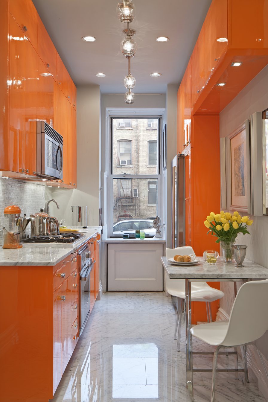 Compact Urban Orange Storage Kitchen