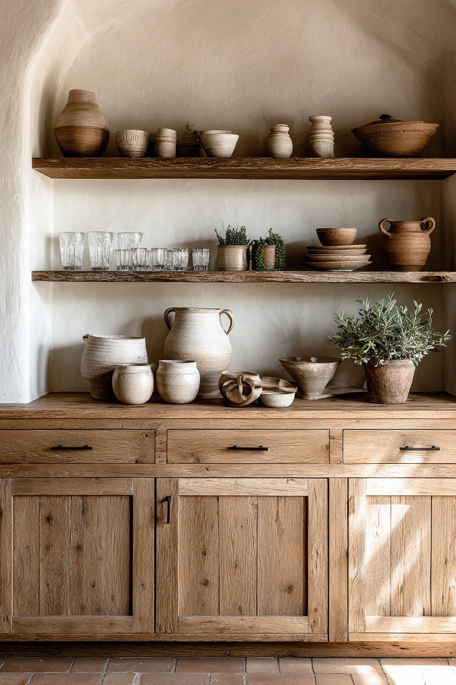 Reclaimed Wood Open Shelving Display
