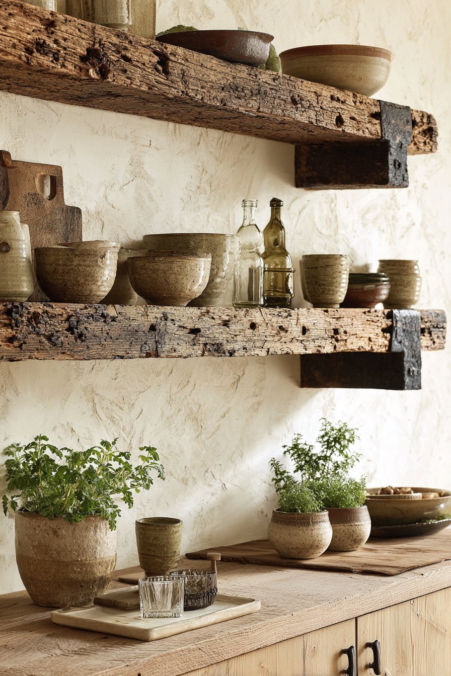 Reclaimed Wood Open Shelving Display