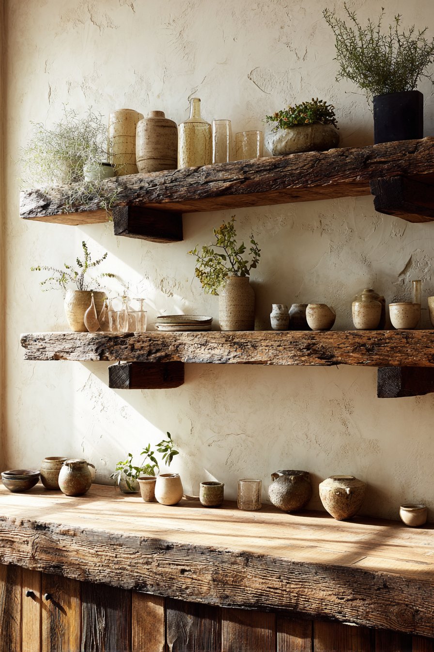 Reclaimed Wood Open Shelving Display