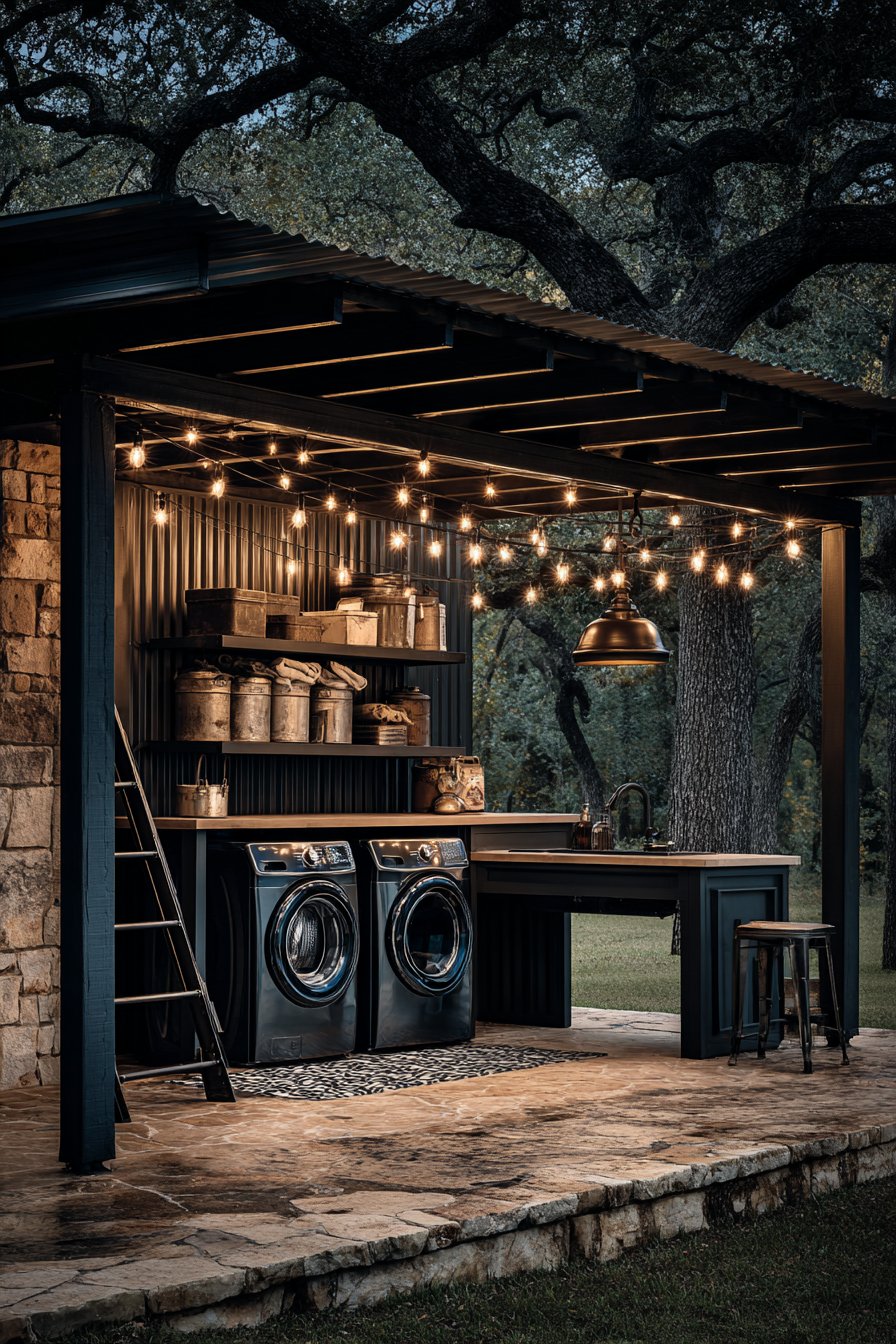 Industrial Metal Roof Laundry Space